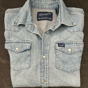 Wrangler Girl's Pearl Snap Button Up Denim Shirt